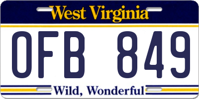 WV license plate OFB849