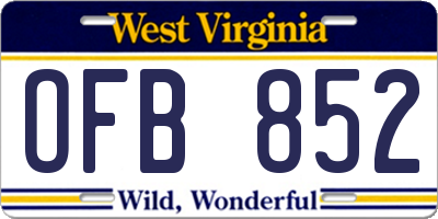 WV license plate OFB852