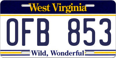 WV license plate OFB853