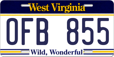 WV license plate OFB855