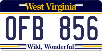 WV license plate OFB856