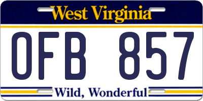 WV license plate OFB857