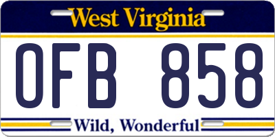 WV license plate OFB858