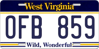 WV license plate OFB859