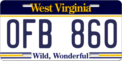 WV license plate OFB860