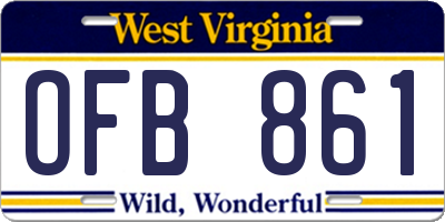 WV license plate OFB861