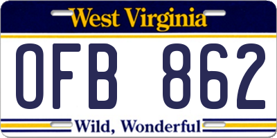 WV license plate OFB862