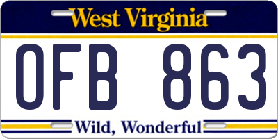 WV license plate OFB863