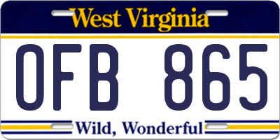 WV license plate OFB865