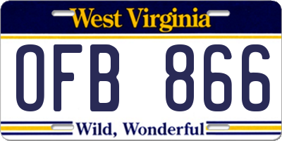 WV license plate OFB866