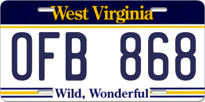 WV license plate OFB868