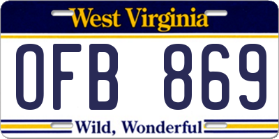 WV license plate OFB869