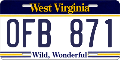 WV license plate OFB871