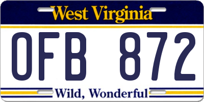 WV license plate OFB872