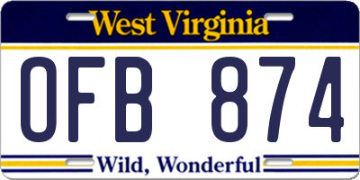 WV license plate OFB874
