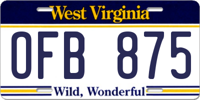 WV license plate OFB875