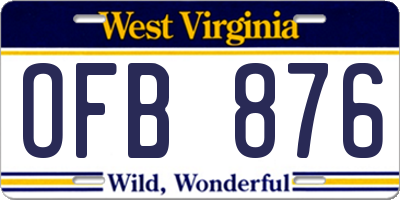 WV license plate OFB876
