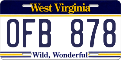 WV license plate OFB878
