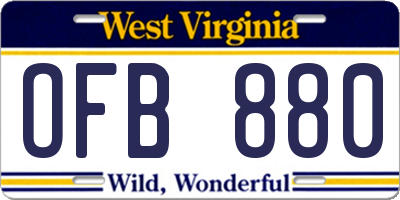 WV license plate OFB880