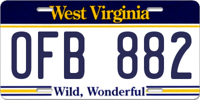 WV license plate OFB882