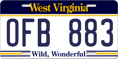 WV license plate OFB883