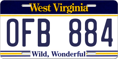 WV license plate OFB884
