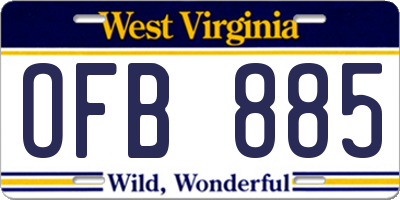 WV license plate OFB885
