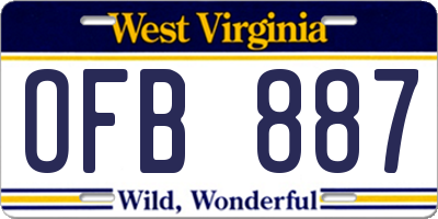 WV license plate OFB887