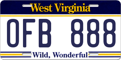 WV license plate OFB888