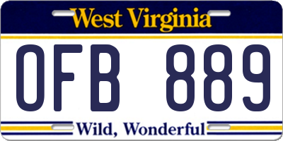 WV license plate OFB889