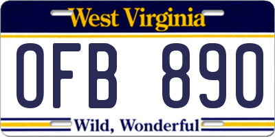 WV license plate OFB890