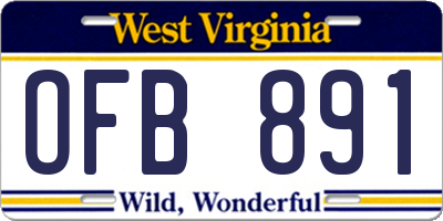 WV license plate OFB891