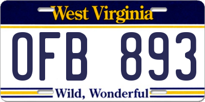 WV license plate OFB893