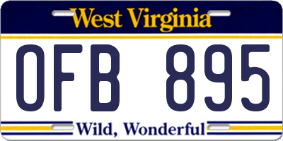 WV license plate OFB895