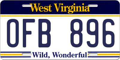 WV license plate OFB896