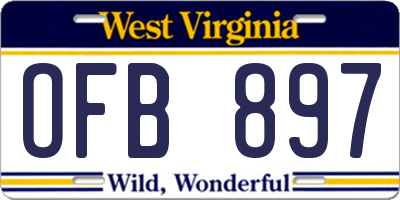 WV license plate OFB897