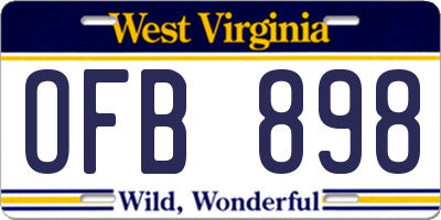 WV license plate OFB898