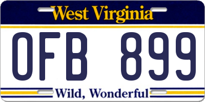 WV license plate OFB899