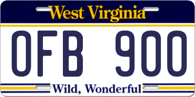 WV license plate OFB900