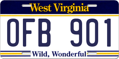 WV license plate OFB901