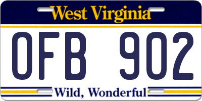 WV license plate OFB902