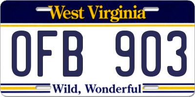 WV license plate OFB903