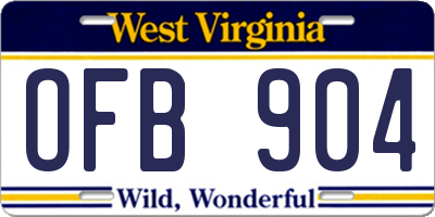 WV license plate OFB904