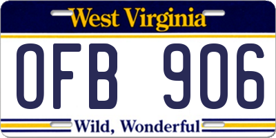 WV license plate OFB906