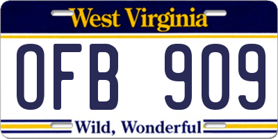 WV license plate OFB909