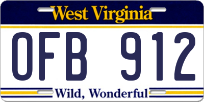 WV license plate OFB912