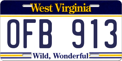 WV license plate OFB913