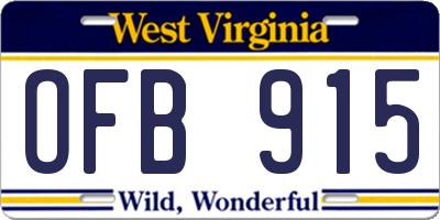 WV license plate OFB915