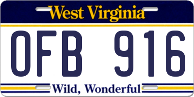 WV license plate OFB916