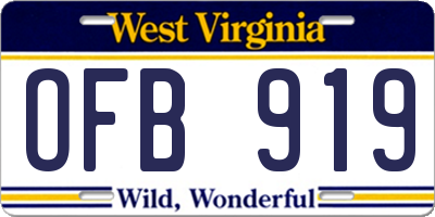 WV license plate OFB919